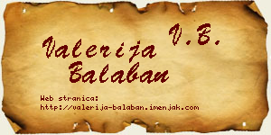 Valerija Balaban vizit kartica